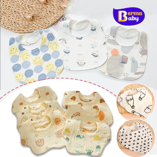 Berma Baby ผ้ากันเปื้อนเด็ก ผ้าซับน้ำลายเด็ก แบบผ้าคอตตอนเนื้อนุ่ม ซับน้ำได้ดี มีกระดุมติด