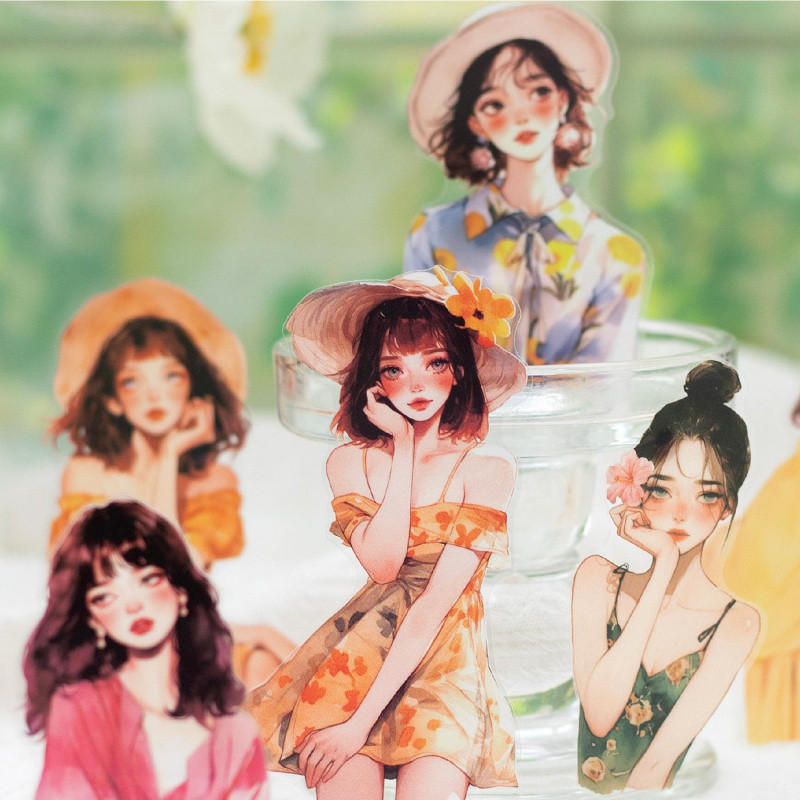 Mr.Paper PET Material Character Girl Material Handbook DIY Cut Film Sticker Pack