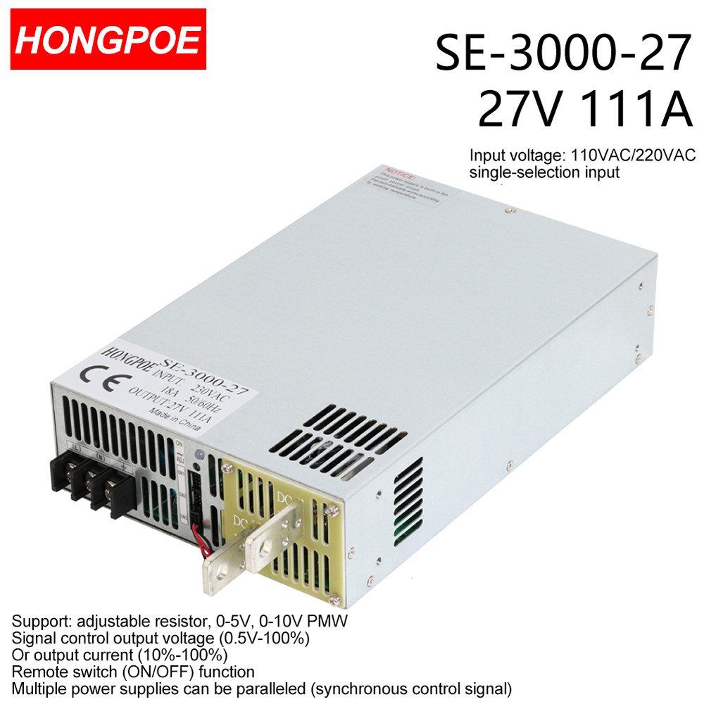 3000w 27V Power Supply 0-15V ปรับ 27VDC AC-DC 0-5V Analog สัญญาณควบคุม SE-3000-27 Power Transformer 