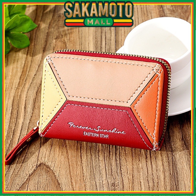 MERAH ANDREA WA574R1 KOREAN WOMENS MINI RED LEATHER CARD WALLET SIMPLE CUTE SMALL ZIPPER COIN BRANDE