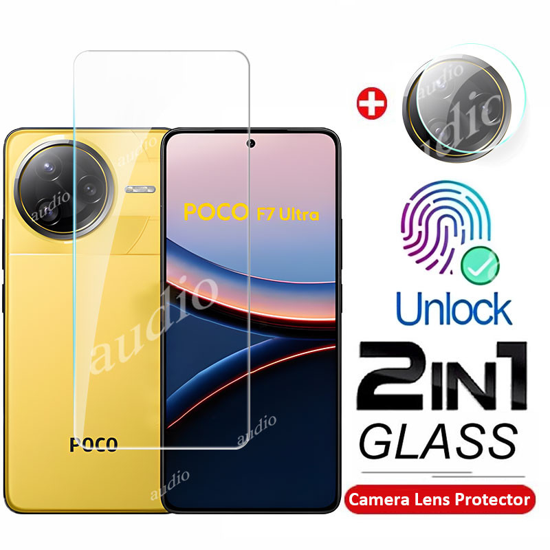Poco F7 Ultra 5G 2In1 กระจกนิรภัยแบบเต็มหน้าจอป้องกันฟิล์มกล้อง Len Protector สําหรับ Poco F7 Pro Ul