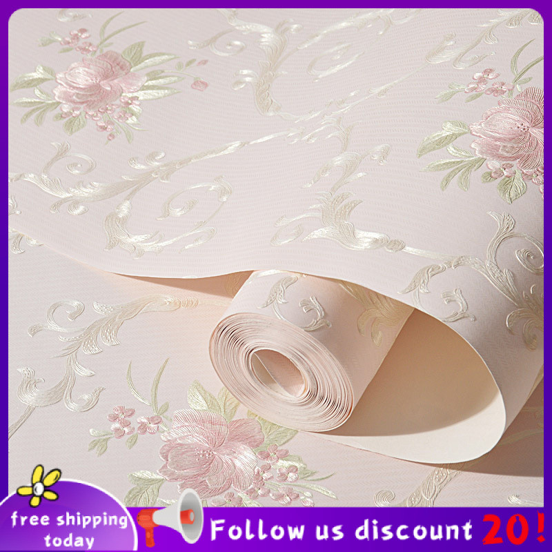 Se7ven✨Non-woven wallpaper fine pressed rustic self-adhesive bedroom cozy 3d stereo wallpaper Europe