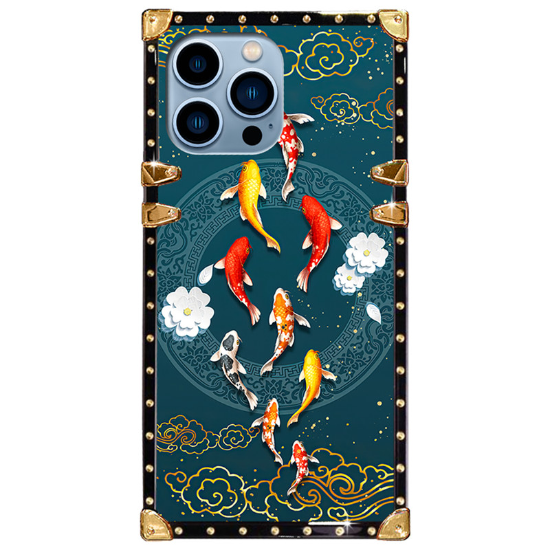 SAMSUNG ปลอกสําหรับSamsung S25 Ultra S24 Ultra S23Ultra S22Ultra S21+ S23 FE S10 5G S10+ Note20 Note10 + Note9 แฟชั่นLuckyปลาคาร์พรูปแบบสแควร์เคสโทรศัพท์ฝาครอบป้องกัน - รูปที่ 6