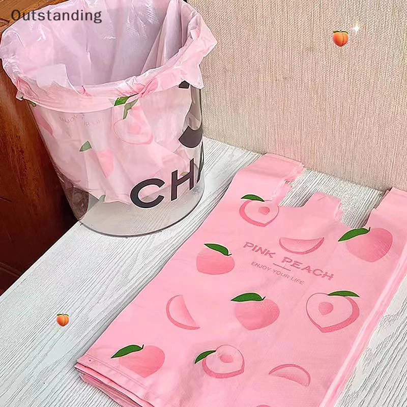 Outstanding ใหม่ ถุงพลาสติกใส่ผลไม้น่ารัก พร้อมหูหิ้ว สําหรับใส่อาหาร ซูเปอร์มาร์เก็ต ร้านขายของชํา 50 ชิ้น
