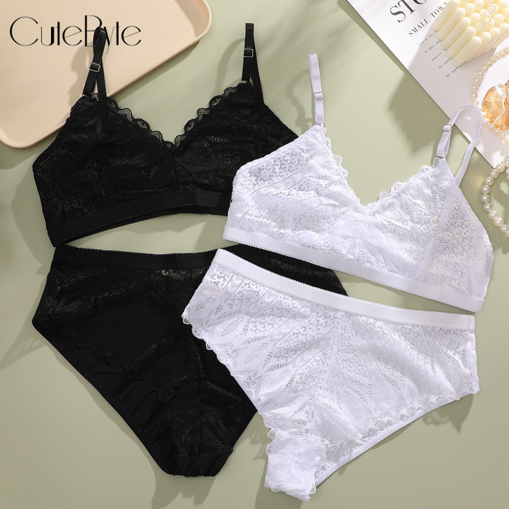 Cutebyte ชุดชั้นใน กางเกงชั้นใน ผ้าฝ้าย เอวสูง ลูกไม้ ระบายอากาศ เซ็กซี่