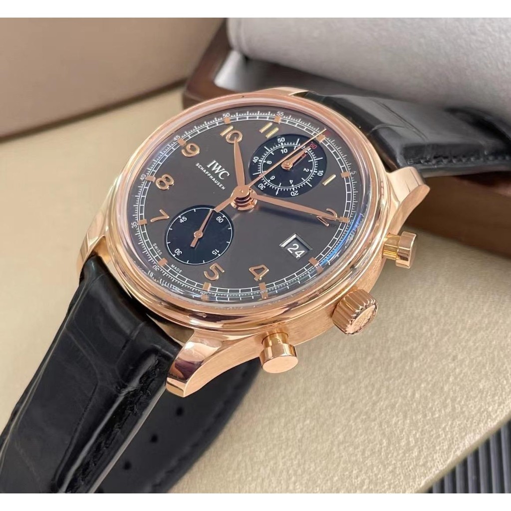 Iwc ชายราคา 162k ] 42mm IWC Portugal Rose Gold Watch Automatic Mechanical Men 's Watch IW390405