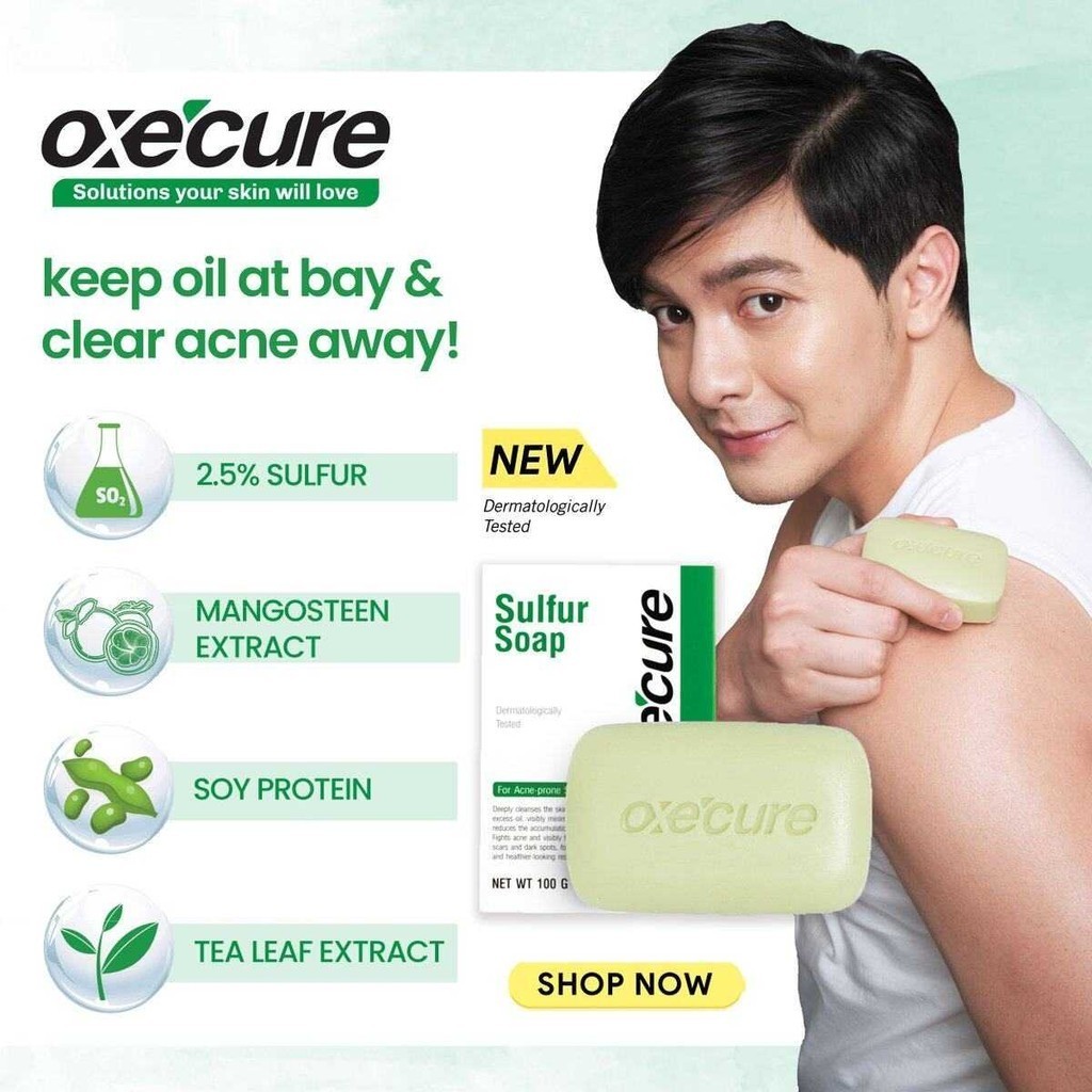 Oxecure อ๊อกซี่ เคียว Sulfur Soap สบู่รักษาสิว บำรุงผิวและลดรอยสิว ป้องกันเกิดสิวซ้ำ ขนาด 30 g./100 g. รูปที่ 8