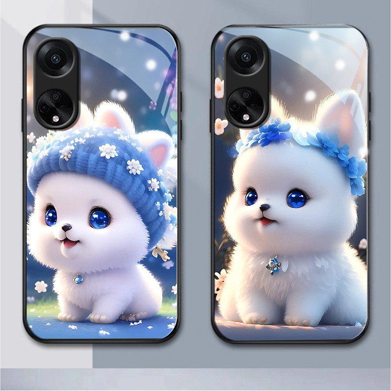 Pretty dog oppo เคสโทรศัพท์แก้ว oppo a98 a15 a35 a16 a17 a3 a31 a74 a77 a78 a91 a92 a9 a5 a79 a95 a9
