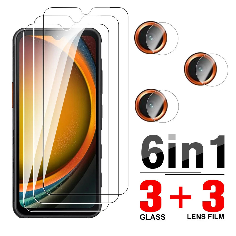 6in1 ฟิล์มกระจกนิรภัยกันรอยหน้าจอ แบบเต็มจอ สําหรับ Samsung Galaxy Xcover7 5G xcover 7 x cover7