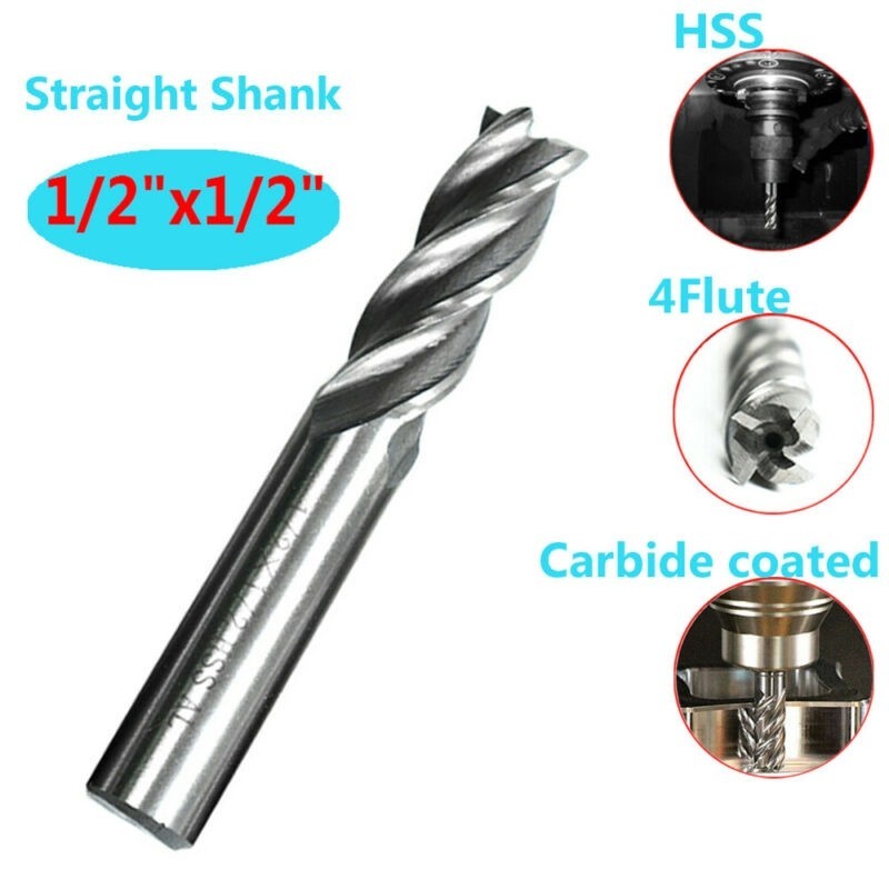 End Mill 4-Flute Spiral Cutter Drill Bit Replacement HSS Straight Shank#TWILIGHT