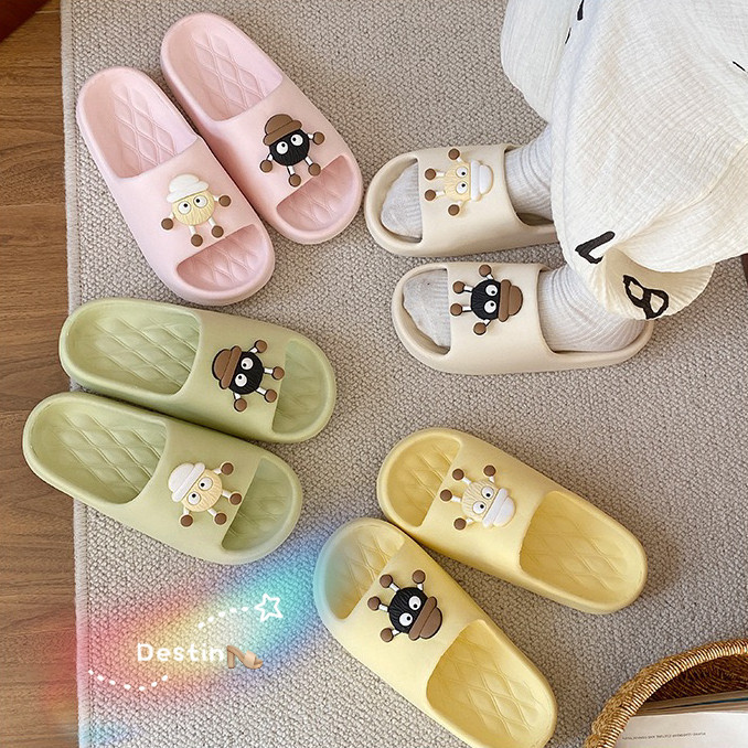 Destin🩰พร้อมส่งจากไทย🛒(LT-M&M) รองเท้าแตะแบบสวม ลายถั่วใส่หมวก พื้นลายข้าวหลามตัด