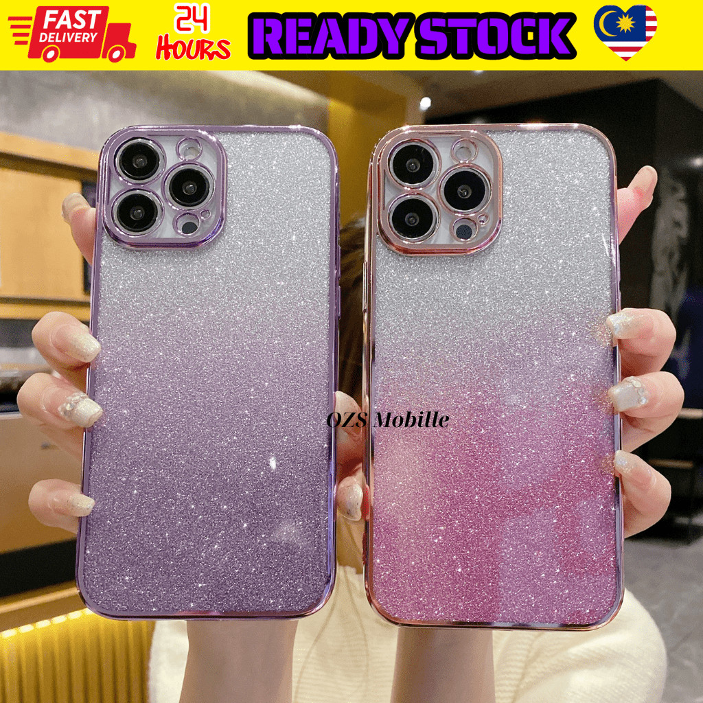 Oppo A3 Pro A5 Pro A15 A15s A16 A17 A18 A5 A9 A53 2020 Bling Shining Gradient กล้องปกป้อง Soft Case 