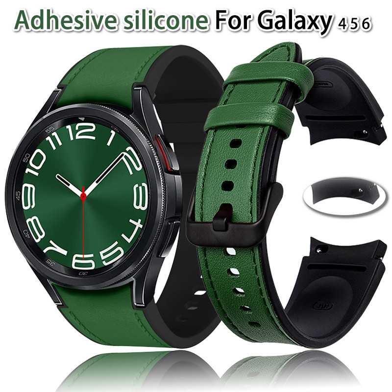 สายซิลิโคนและหนังสําหรับ Samsung Galaxy Watch 6 5 4 40mm/44mm 5 Pro 45mm 6 classic 43mm/47mm 4 classic 42mm