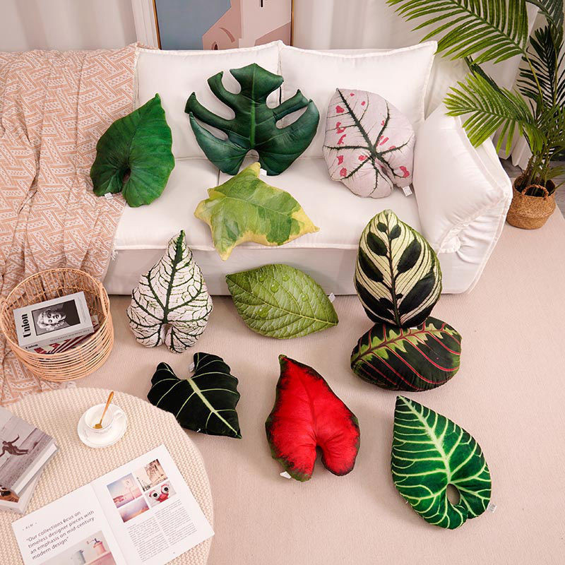 Ins สไตล ์ จําลอง Leaf หมอนตุ ๊ กตาตุ ๊ กตาบ ้ านโซฟา Bay หน ้ าต ่ างหมอนข ้ างเตียงเครื ่ องประดับ Photo Props