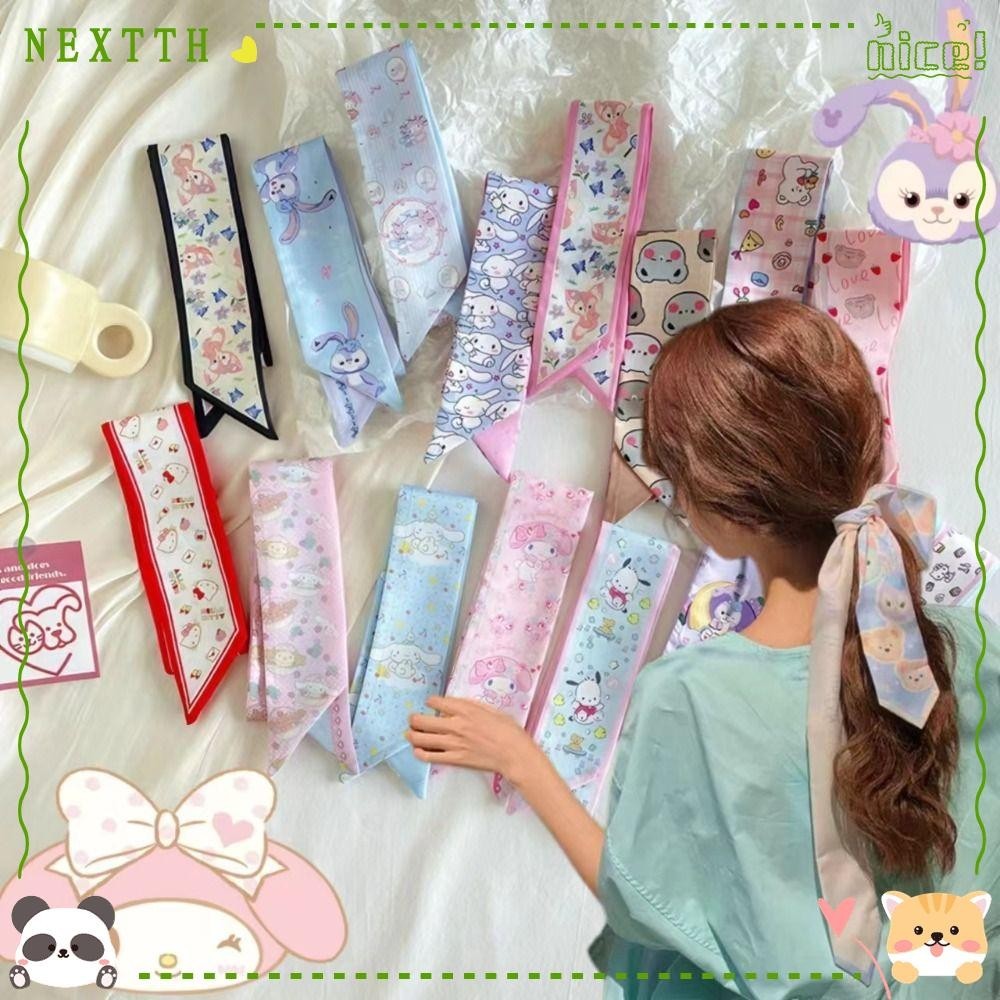 Nextth ผ ้ าพันคอคอไหม , Hello Kitty Sanrio เครื ่ องประดับผม , เวอร ์ ชั ่ นเกาหลีแถบยาว DIY Melody Bow ที ่ คาดผมสาว