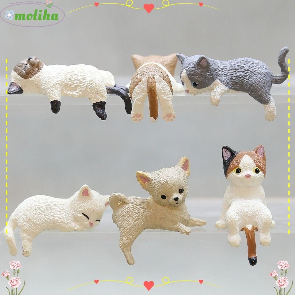Moliha เครื ่ องประดับแมว , อุปกรณ ์ เสริมบอนไซ PVC Edge Cat Figurines, คุณภาพสูง DIY ตกแต ่ งรถแมวตู ้ เย ็ นสติกเกอร ์
