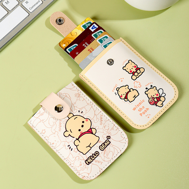 น ่ ารักการ ์ ตูน Mini Card กระเป ๋ าสตางค ์ แฟชั ่ น PU หนัง 5 กระเป ๋ ากระเป ๋ าบางลามิเนตปกปิด Anti-Theft ID ผู ้ ถือบัตรขนาดใหญ ่ ความจุ