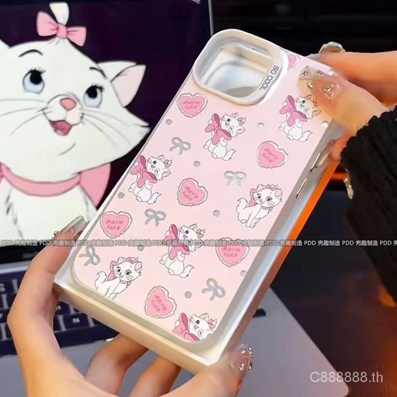 เคสโทรศัพท ์ เหมาะสําหรับ iPhone Love Heart Bow xsmax/xr Mary Cat 15/14promax Vitality Case 13/12pro เคสเงินสีสันสดใส 11 Shock-proof ขนาดใหญ ่ กรณีป ้ องกัน RSZ0