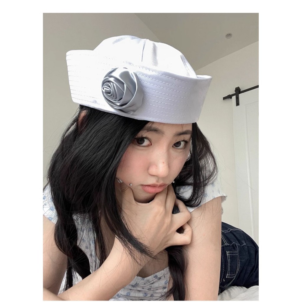 ญี ่ ปุ ่ นโบว ์ น ่ ารักหมวกกะลาสี Flip-Brimmed หมวกหญิง 2023 สไตล ์ ใหม ่ ฤดูร ้ อน Soft Top Retro All-Match Beret - รูปที่ 7