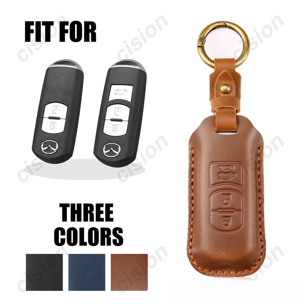 Retro สไตล ์ ของแท ้ หนังสมาร ์ ทรีโมทรถ Fob กรณี Shell ผู ้ ถือ Protector พวงกุญแจสําหรับ Mazda 2 3 5 6 BL BM GJ Atenza Axela Demio CX-3 CX3 CX-5 CX5 CX7 CX-9 CX8