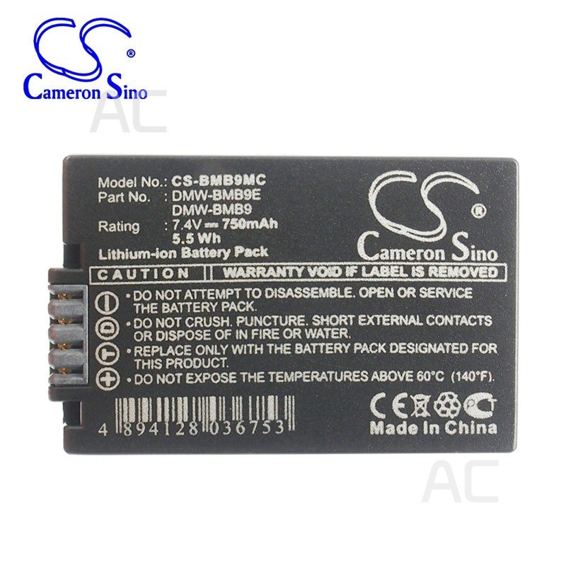 AC DMW-BMB9 Suitable for Panasonic DMC-FZ40 Fz45 Fz48 Fz100 Camera Battery