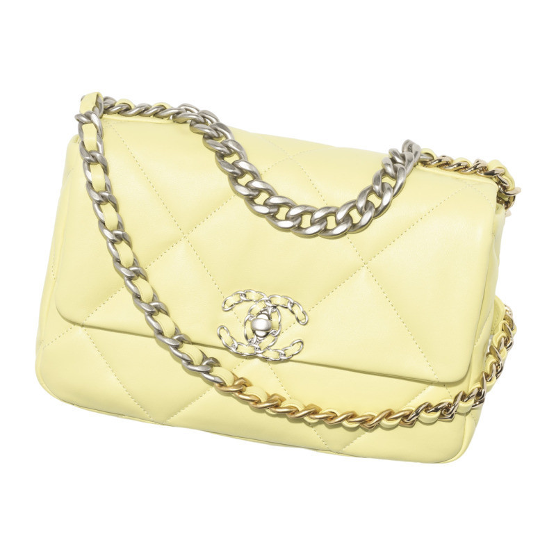Chanel/Chanel Women's Bag Yellow Lambskin Flap Metal Chain Single Shoulder Crossbody