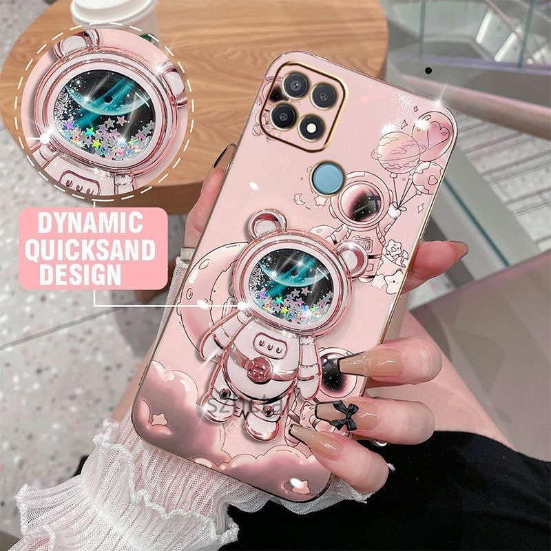 เคสโทรศัพท์ Oppo A15 A15S นักบินอวกาศ ตัวยึด เคสโทรศัพท์ บางพิเศษ เคลือบไฟฟ้า 6D เรียบ เคสโทรศัพท์ นิ่ม เคสกันกระแทก ฝาครอบกันชน เคส Oppo A15 A15S