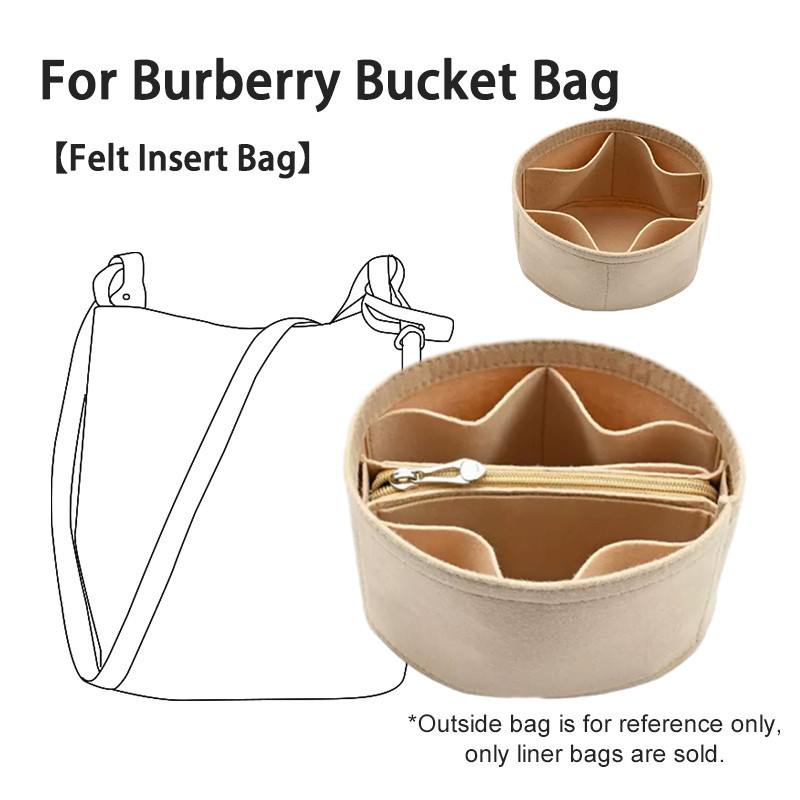 Felt ผ้าใส่กระเป๋า Organizer กระเป๋าถือแต่งหน้า Organizer Travel กระเป๋าด้านในแบบพกพากระเป๋าเครื่องสําอางสําหรับ BurBerry Bucket Bag