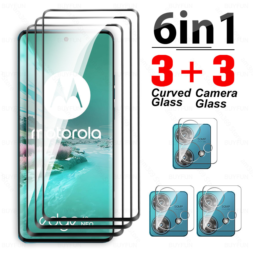 6in1 3D Back Curved Camera Glass For Motorola Edge 40 Neo Tempered Glass Case For Moto Edge 40 Neo Edge40Neo 5G Screen Protector