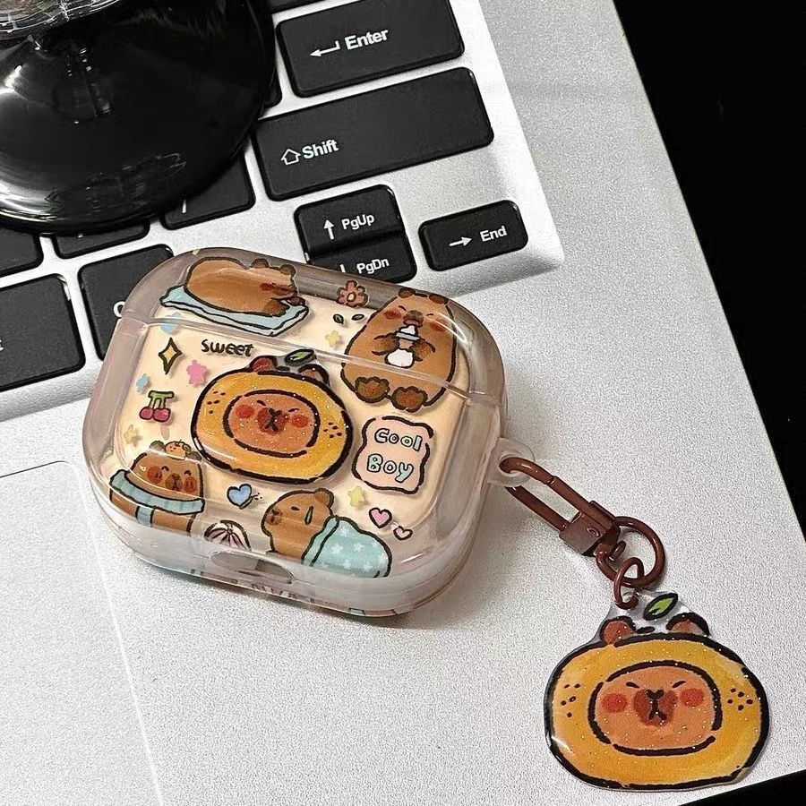 [G-Plus Studio] Kapibara เคสหูฟังสีส้ม AirPods3 เคสป้องกันเคสหูฟังบลูทูธ Capybara ขนาดเล็ก AirPods pro รุ่นที่ 1 รุ่นที่ 2 เคสป้องกันหูฟัง เคสซิลิโคน TPU