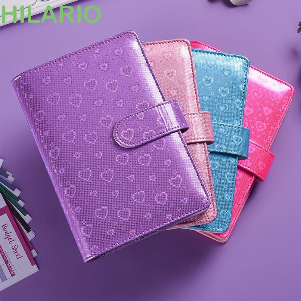 Hilario Envelope Challenge Notebook, Creative Pu หนัง Challenge Budget Binder, เงินสดซองจดหมายเงิน a6 Planner เลเซอร์สี a6 Budget Binder เก็บหนังสือ