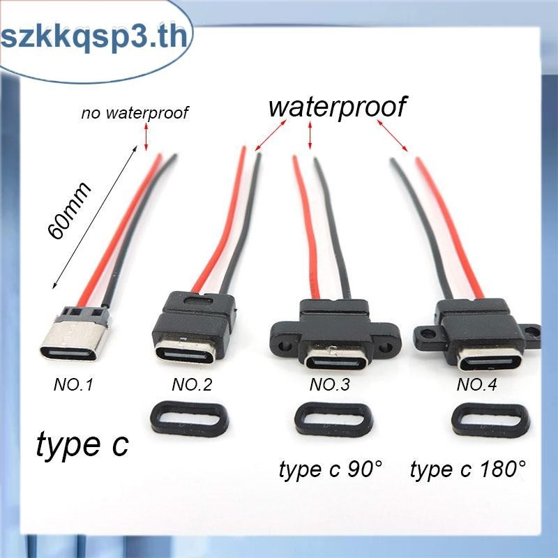กันน้ํา USB Type-C 3.1 2 ขาปลั๊ก USB C ซ็อกเก็ตหญิงเชื่อมสายชาร์จขั้วต่อสายไฟ THK3