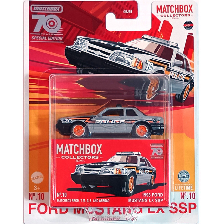 2023 Matchbox Matchbox Rapid Series 70th Anniversary Collector 's Edition 1993 Ford Mustang LX SSP