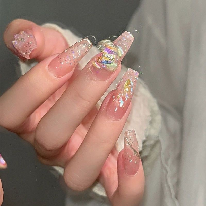 HANDMADEArtificial Nail Aurora หมุนผีเสื้อ Phototherapy Nails เล็บปลอม เล็บนํากลับมาใช้ใหม่และถอดได้ - รูปที่ 5