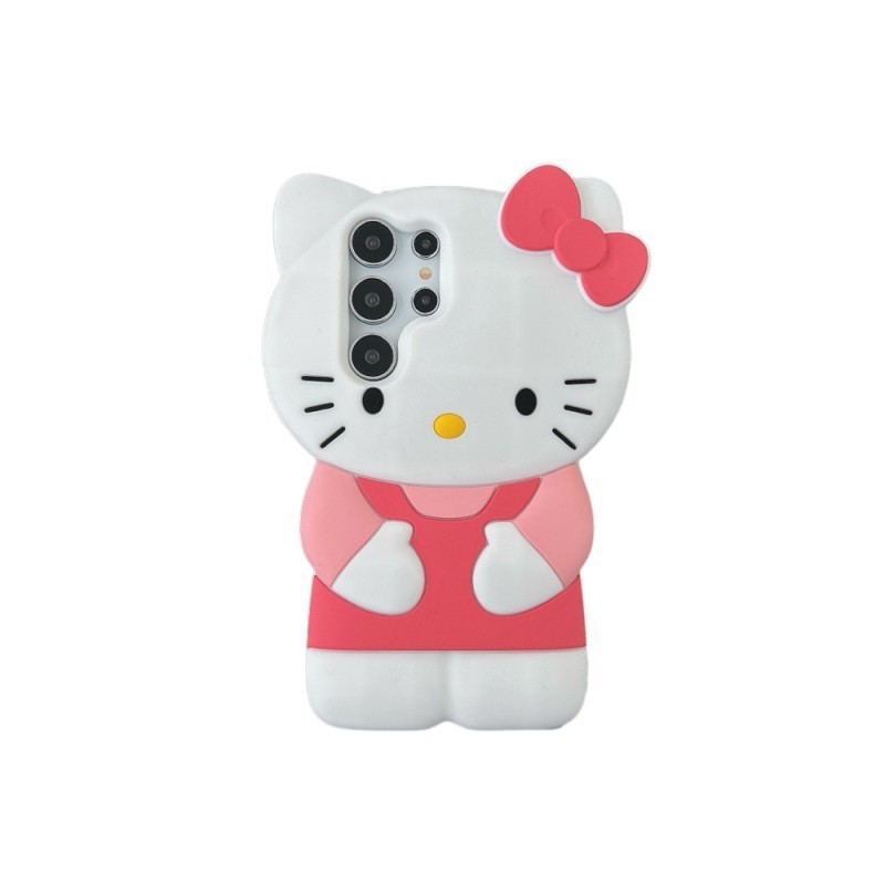 3d สีชมพู Hello Kitty สําหรับ Samsung Galaxy A556 A36 A26 A16 A55 S24 S23 S22 Ultra S23FE S21 S20FE S21FE นุ ่ มการ ์ ตูนซิลิคอนกลับเคสโทรศัพท ์