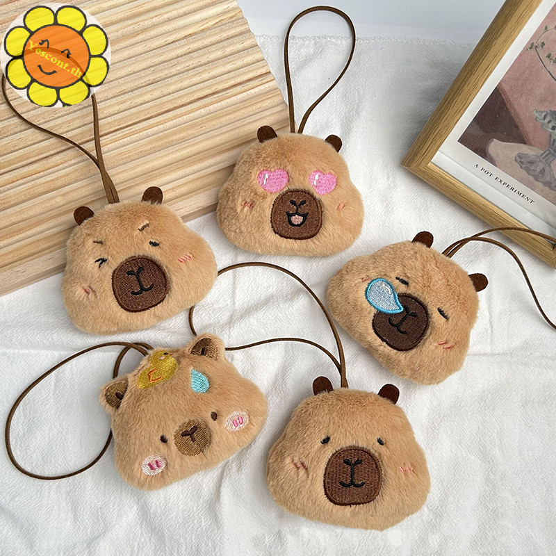 Yescont Capybara ตุ๊กตาตุ๊กตา Squeak ของเล่นการ์ตูนพวงกุญแจกระเป๋าจี้ตุ๊กตานุ่มพวงกุญแจกระเป๋าเป้สะพายหลังรถจี้กุญแจตกแต่งของขวัญเด็ก TH