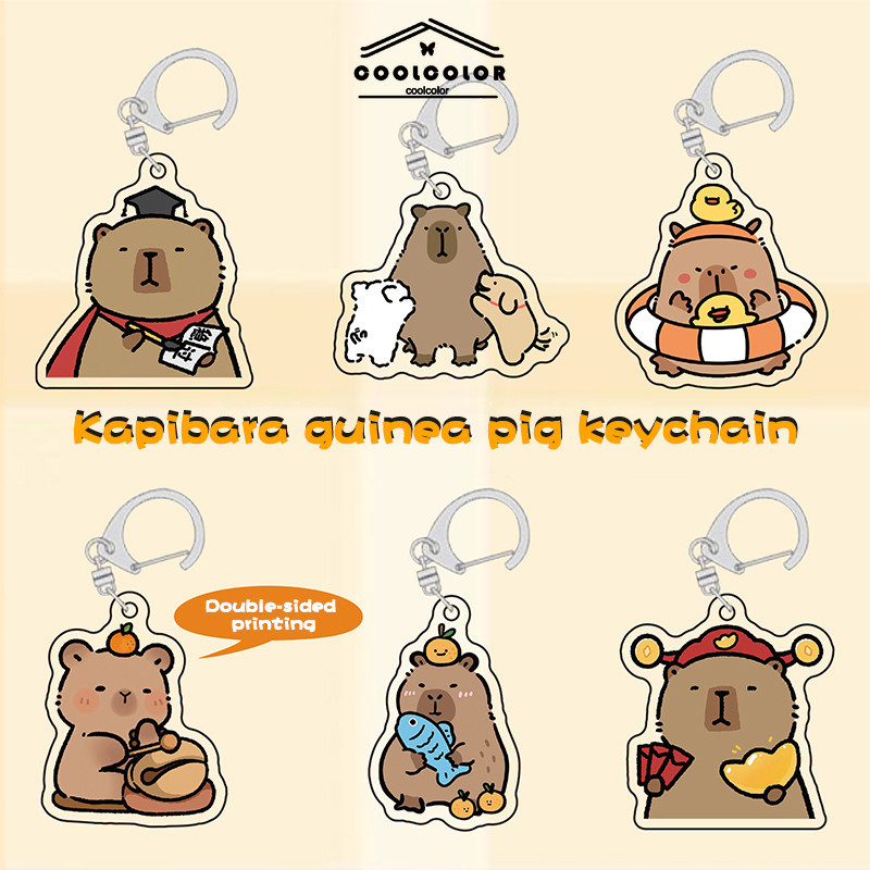 ในไทย พวงกุญแจCapybaraอะคริลิคจี้ถอดออกได้ลายการ์ตูนน่ารักสําหรับกระเป๋านักเรียนและนักเรียน.COD