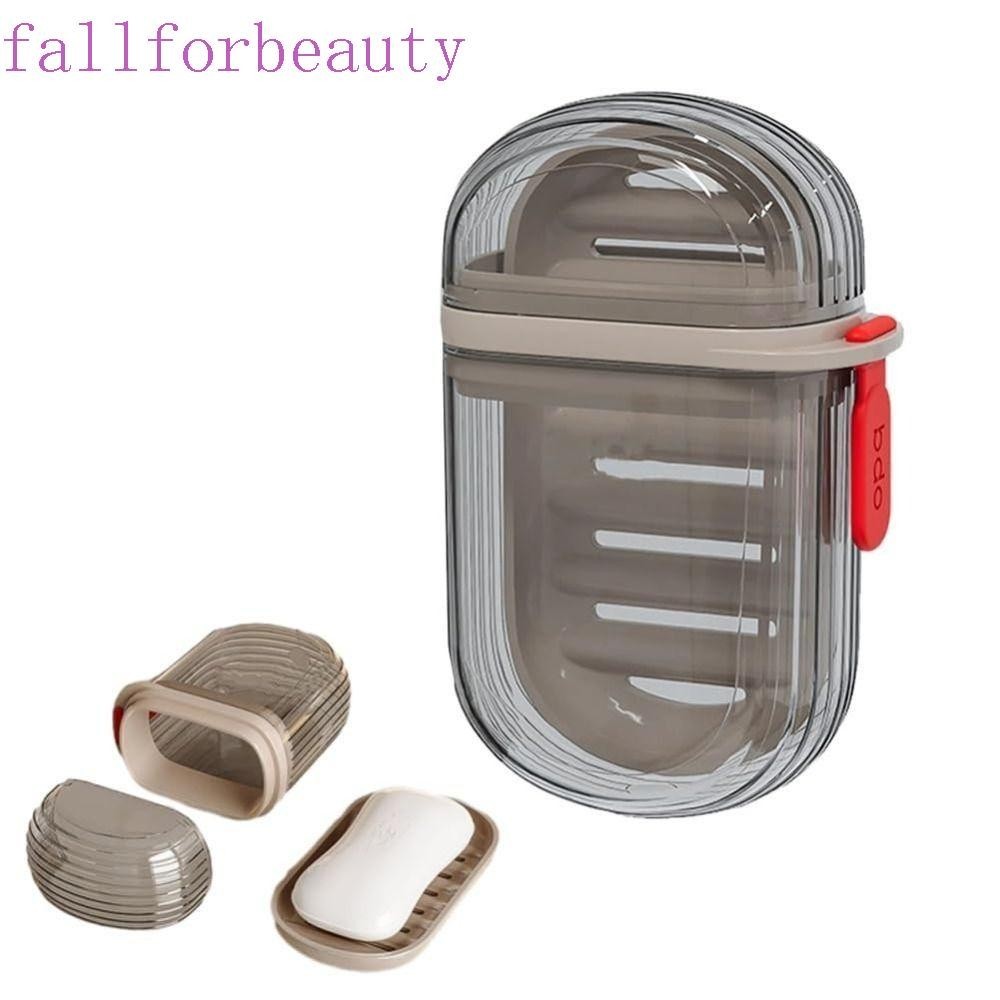 Fallforbeauty กล่องสบู่เดินทาง โปร่งใสพร้อมฝาปิด จานสบู่ ภาชนะเก็บสร้างสรรค์ กล่องสบู่สีน้ําตาลแบบพกพา ห้องน้ํา