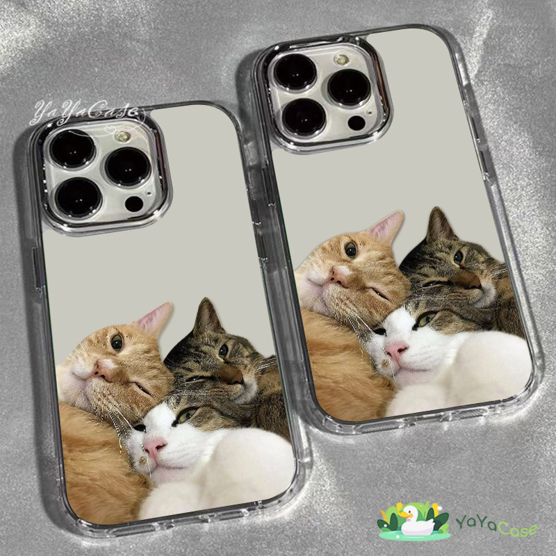 สำหรับ iPhone11 13 Case FOR เคสไอโฟน14 15 12 pro max 7 8 14 15 Plus X XR XS Max Three Cat รุ่น สไตล์ TPU โปร่งใส SOFTเคส