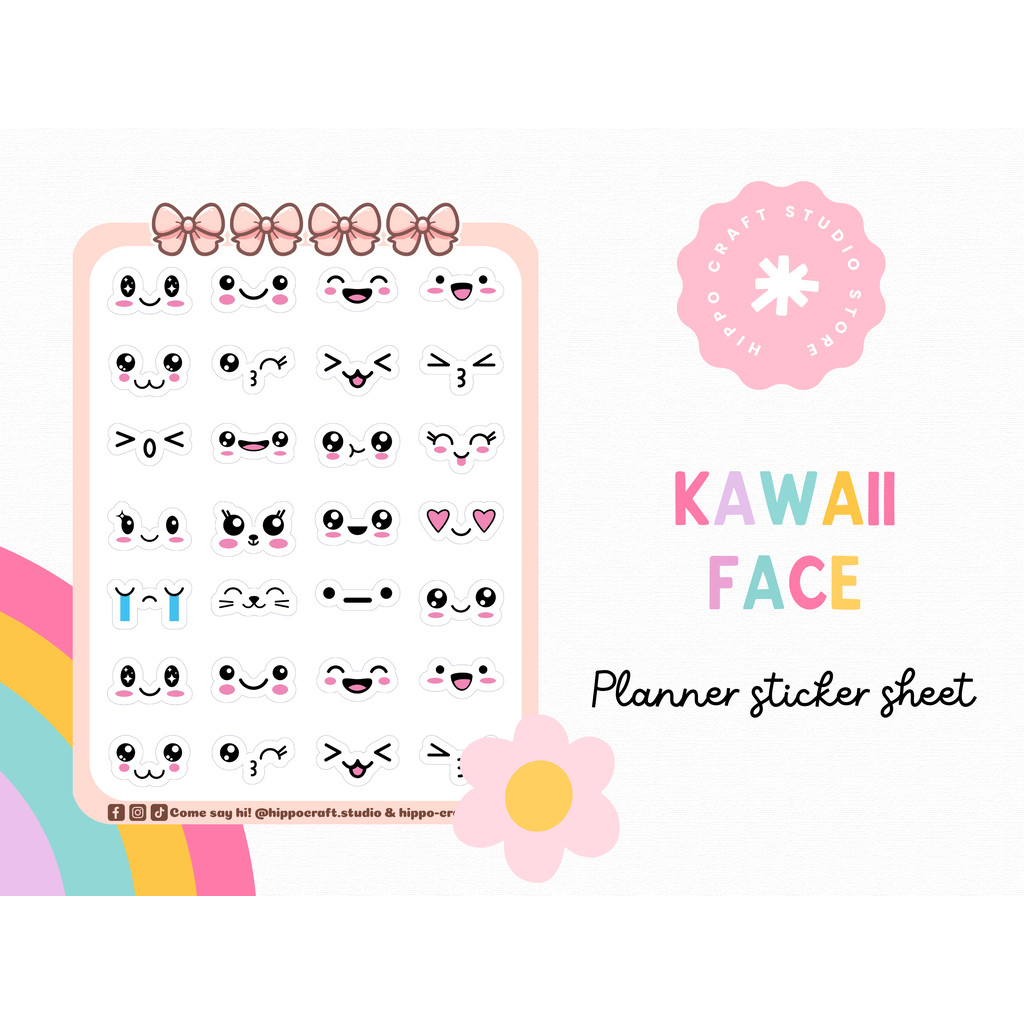 Kawaii face | Planner sticker sheet ใบหน้าน่ารัก แพลนเนอร์สติ๊กเกอร์