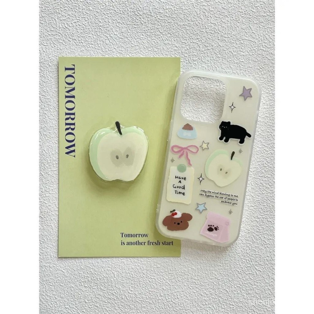 สัตว์ขนาดเล็กสีเขียว Apple Paradise Simple Matte Skin Feel เหมาะสําหรับ Apple iPhone15 ProMax 11 14ProMax 7Plus 8Plus 12ProMax XSMax X XS 13ProMax เคสโทรศัพท์โปร่งแสง IYHW