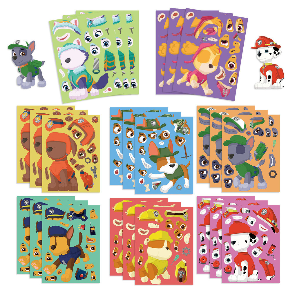8 แผ ่ นอะนิเมะ PAW Patrol Ryder Make A Face DIY สติกเกอร ์ สําหรับหมวกกันน ็ อคจักรยานบัญชีมือดินสอ Decals LanLanStickersWorld