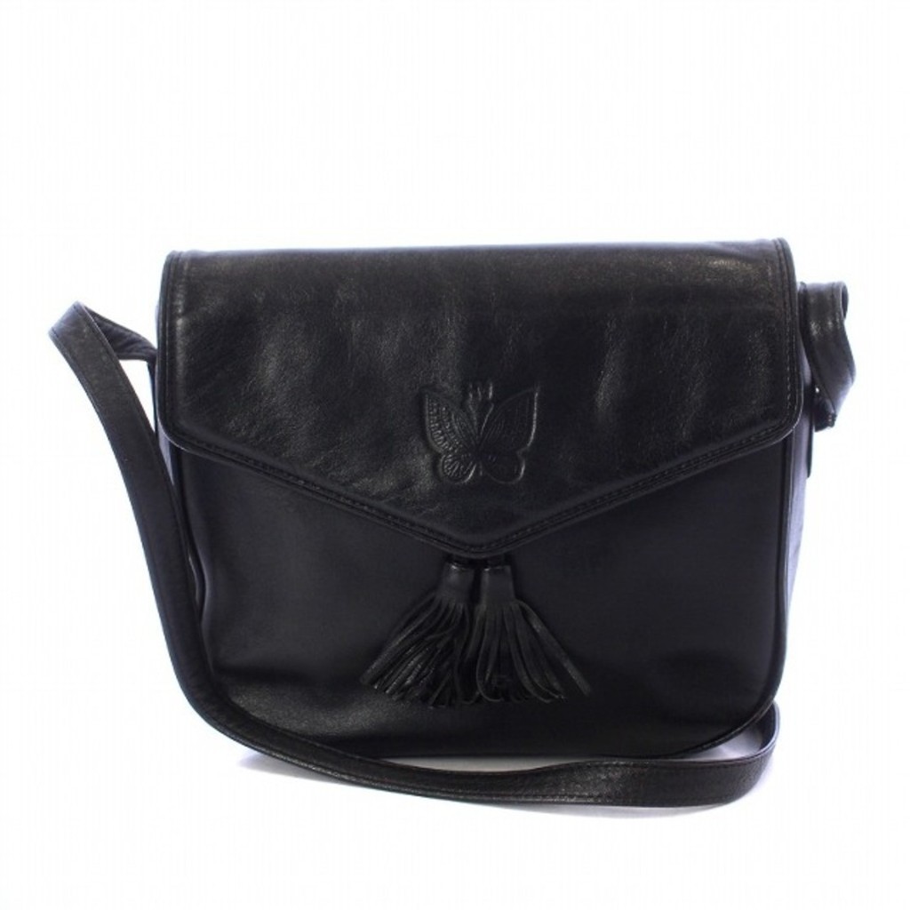 Hanae Mori HANAE MORI Shoulder Bag Tassel Butterfly Black Black Direct from Japan Secondhand