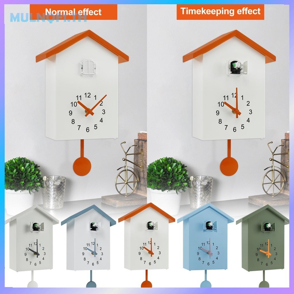 Cuckoo นาฬิกา Chimer Minimalist Cuckoo เสียงนาฬิกาลูกตุ้มที่ละเอียดอ่อน Cuckoo นาฬิกา Bird House แบต