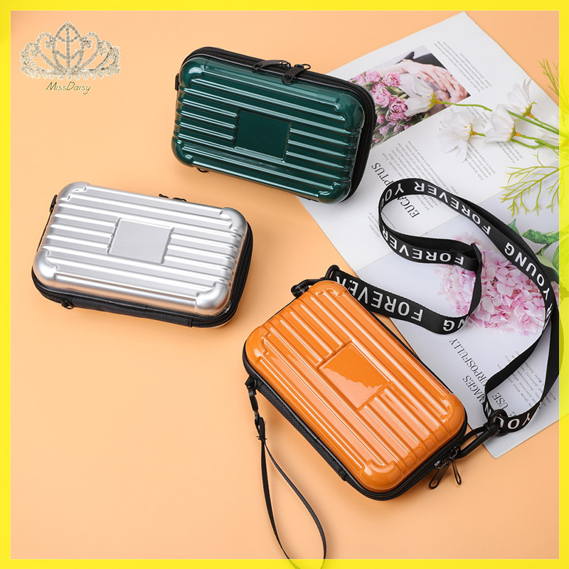 Daisy Simple น้ําหนักเบากล่องกระเป๋า Unisex อินเทรนด์ Hard Case กระเป๋าสะพายซิปสีทึบผู้หญิงผู้ชาย Messenger กระเป๋า TH