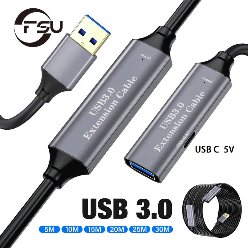 Fsu 5M 10M 15M 20M 25M 30M USB 3.0 สาย Extender พร้อม Booster USB 3.0 ประเภทชายหญิงสําหรับ PC คอมพิวเตอร์แล็ปท็อป