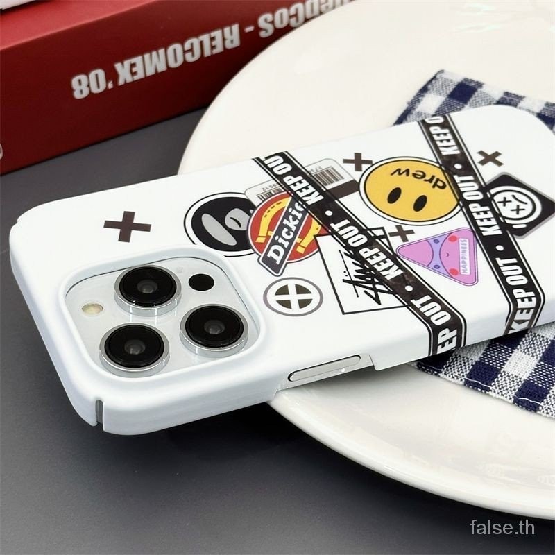 Simple Creative Street Wear Labelเคสโทรศัพท์iPhoneเหมาะสําหรับiPhone 13 14 Pro Max 15 Plusป้องกันฝุ่นXR 8 Plus XR 7 Plus Hard Case XS Max 12 Pro Max 11 เคสซิลิโคนAnti-drop