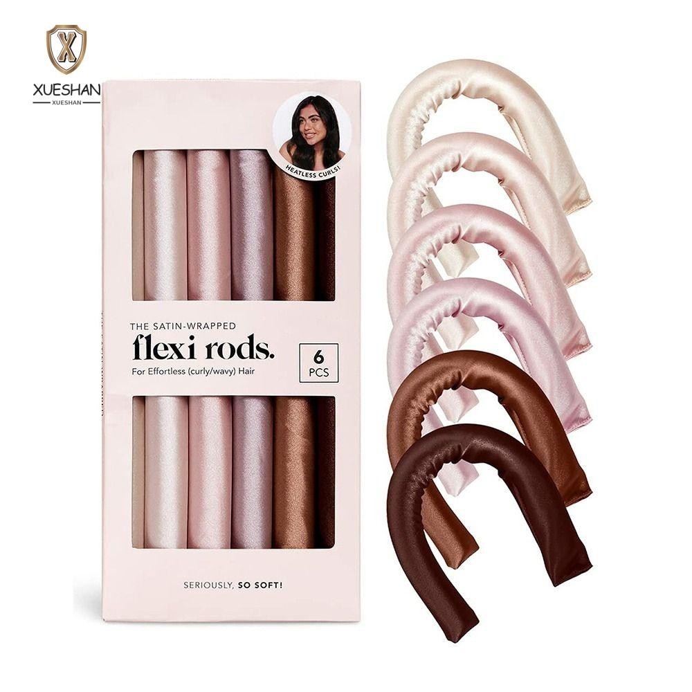 Xueshan 6 ชิ้น/เซ็ตผม Curlers, Make Hair Soft Sleep in Overnight Heatless Curling Rod, Hairdressing เครื่องมืออุปกรณ์เสริมผม Curls ผู้หญิง