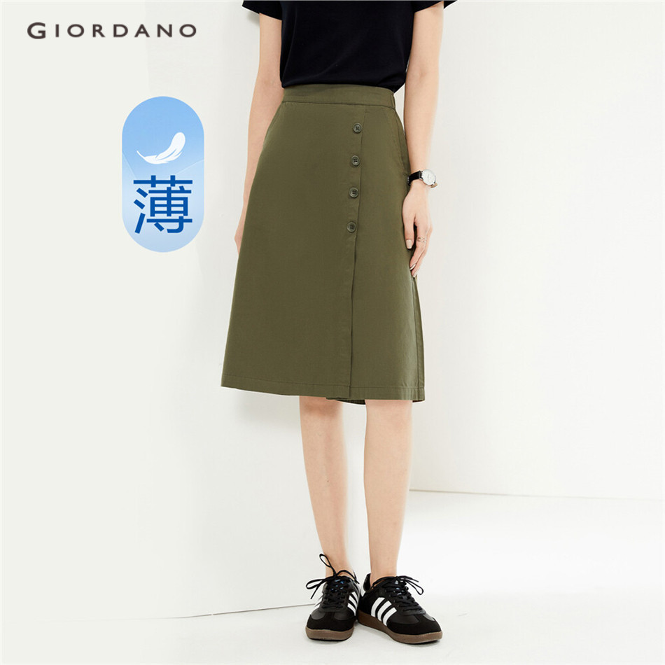 Giordano WOMEN 100% กระดุมเอวยางยืดครึ่งผ้าฝ้าย 05404312