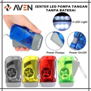 Senter Pompa Tangan LED Hand Press Hiking Flashlight Non Baterai Praktis/Senter Pompa Tanpa Baterai